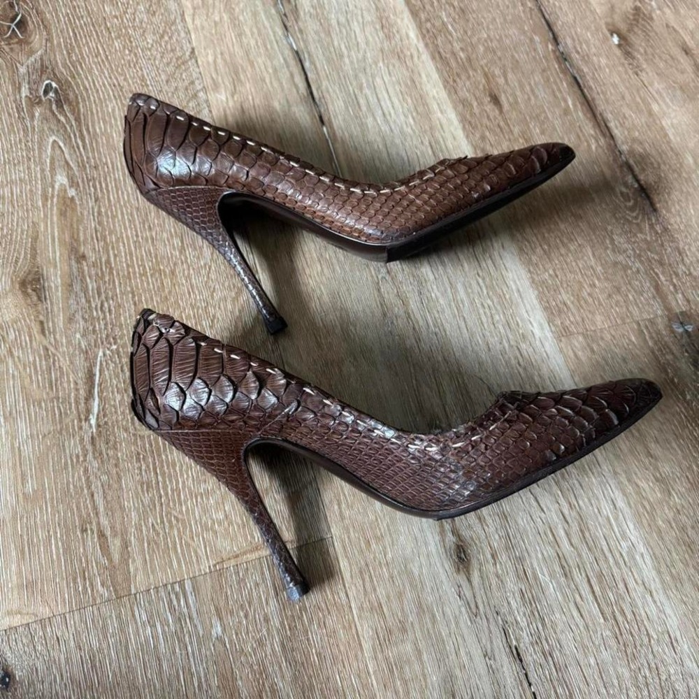 Alexander Mcqueen Brown Python Leather Pointed To… - image 5